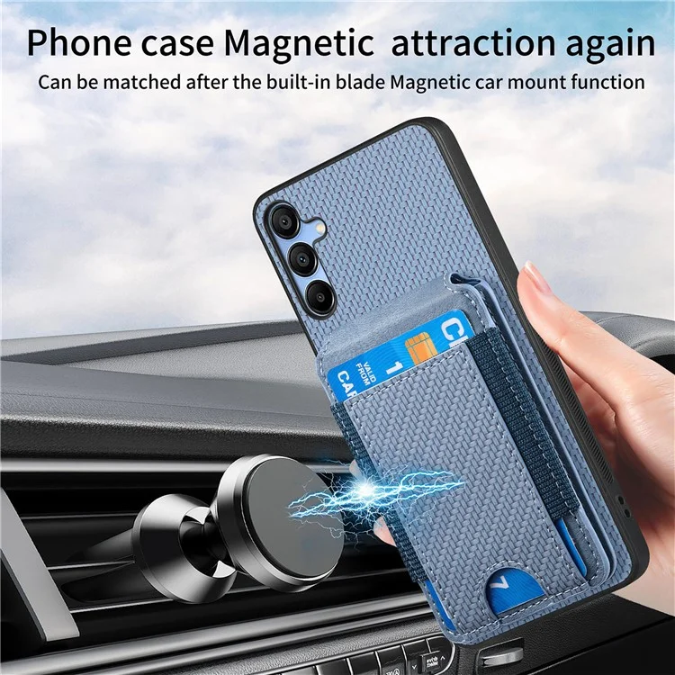 C1-12 Pour Samsung Galaxy A25 5G (Global) (161.0 X 76.5 X 8.3mm) Étui Porte-Carte Arrière Cuir Housse de Téléphone - Bleu