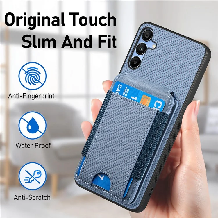 C1-12 Pour Samsung Galaxy A25 5G (Global) (161.0 X 76.5 X 8.3mm) Étui Porte-Carte Arrière Cuir Housse de Téléphone - Bleu