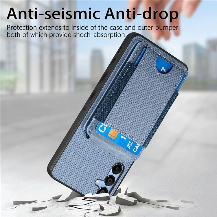 C1-12 Pour Samsung Galaxy A25 5G (Global) (161.0 X 76.5 X 8.3mm) Étui Porte-Carte Arrière Cuir Housse de Téléphone - Bleu