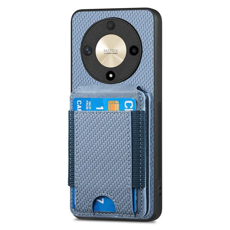 C1-12 For Honor Magic6 Lite 5G / X9b 5G Case Leather Shockproof Kickstand Phone Cover Carbon Fiber Pattern - Blau