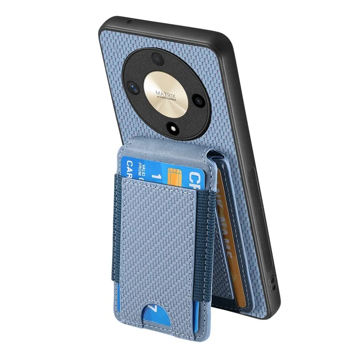 C1-12 For Honor Magic6 Lite 5G / X9b 5G Case Leather Shockproof Kickstand Phone Cover Carbon Fiber Pattern - Blau