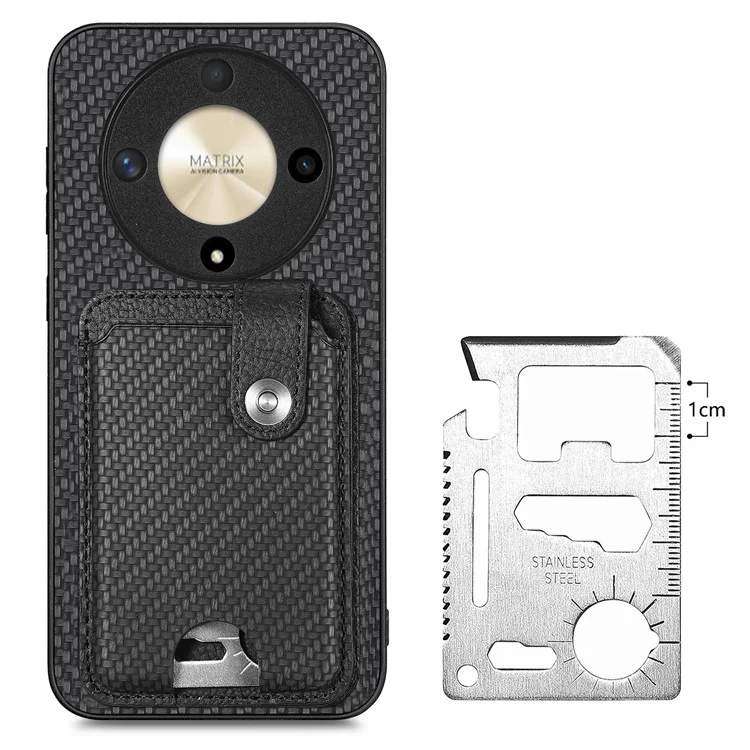 Style B C1-06 For Honor Magic6 Lite 5G / X9b 5G Case Card Holder Leather +PC+TPU Phone Cover - Black