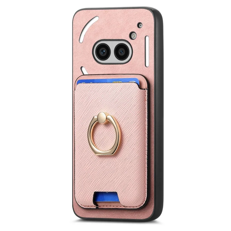 For Nothing Phone (2a) Plus / Phone (2a) Magnetic Case Leather+TPU Phone Cover Detachable Card Bag - Rose Gold