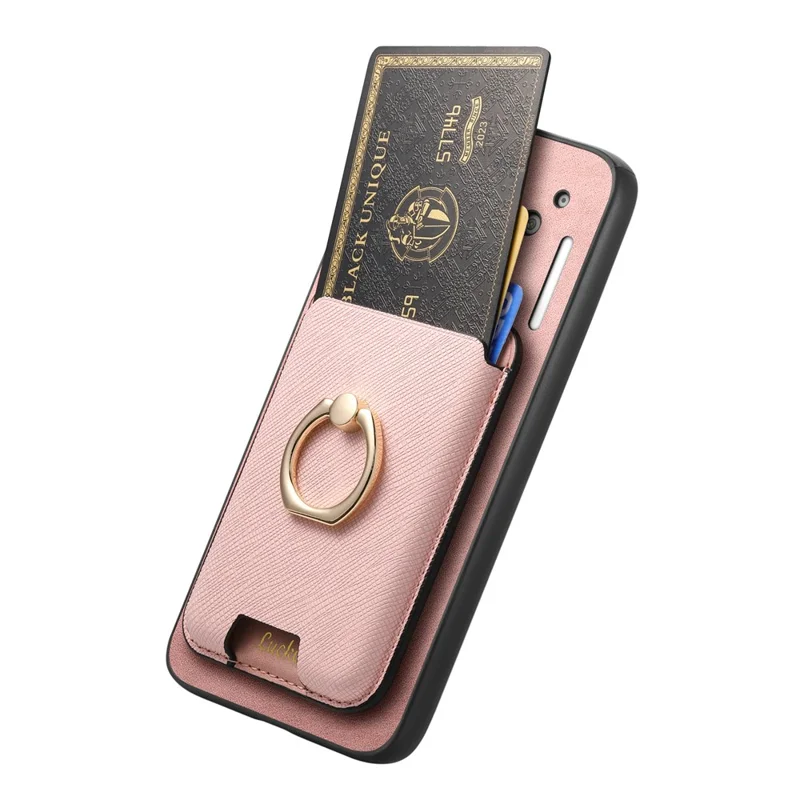 For Nothing Phone (2a) Plus / Phone (2a) Magnetic Case Leather+TPU Phone Cover Detachable Card Bag - Rose Gold
