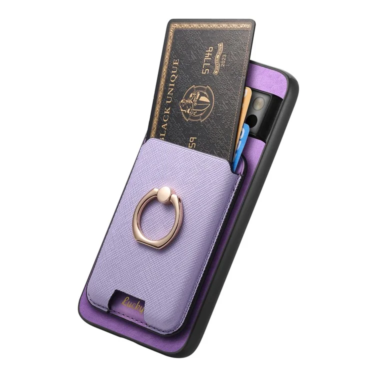 For Google Pixel 8 Pro Magnetic Case Detachable Card Holder Leather+TPU Phone Cover - Purple