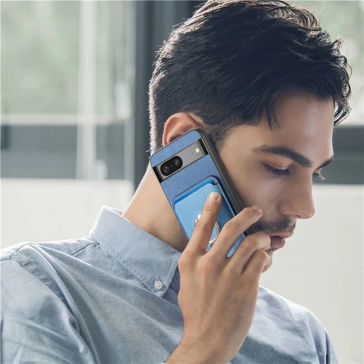 Funda para Google Pixel 7 5G, Bolsa Magnética para Tarjetas, Piel+TPU, Cubierta de Teléfono con Tacto Suave - Azul