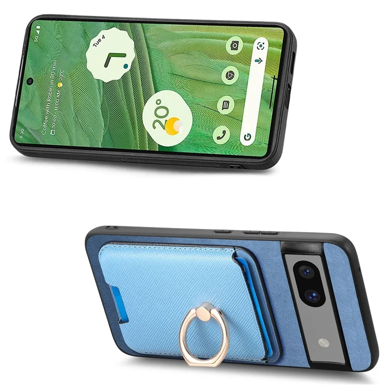 Funda para Google Pixel 7 5G, Bolsa Magnética para Tarjetas, Piel+TPU, Cubierta de Teléfono con Tacto Suave - Azul