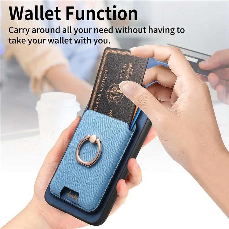 Funda para Google Pixel 7 5G, Bolsa Magnética para Tarjetas, Piel+TPU, Cubierta de Teléfono con Tacto Suave - Azul