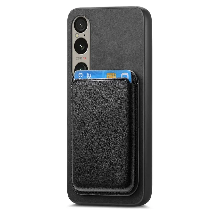 B2 For Sony Xperia 1 VI Case Leather+TPU Phone Cover with Detachable Card Bag - Black