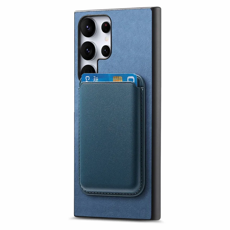 B2 Voor Samsung Galaxy S23 Ultra Hoesje Met Pasjeshouder Uitneembaar 2-in-1 Leren Achterkant Telefoonhoes - Blauw
