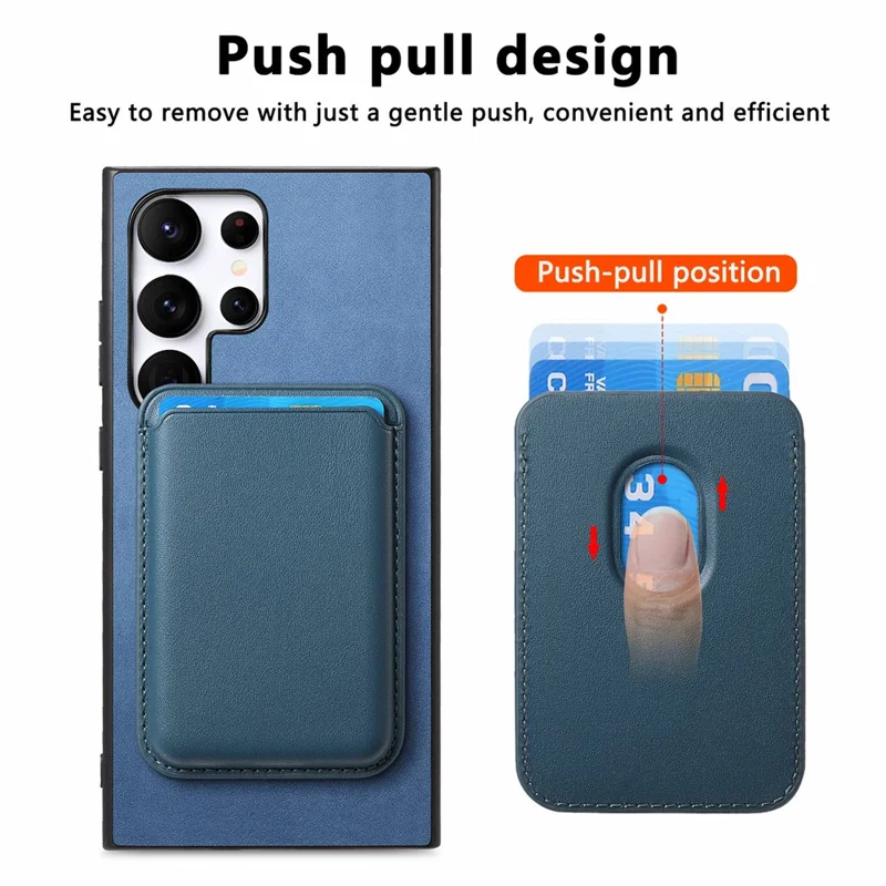 B2 Voor Samsung Galaxy S23 Ultra Hoesje Met Pasjeshouder Uitneembaar 2-in-1 Leren Achterkant Telefoonhoes - Blauw