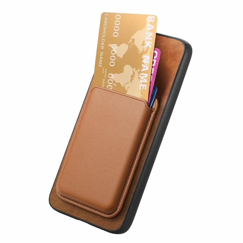 B2 For Samsung Galaxy A55 5G Magnetic Phone Case Leather+TPU Cover with Card Bag - Brown