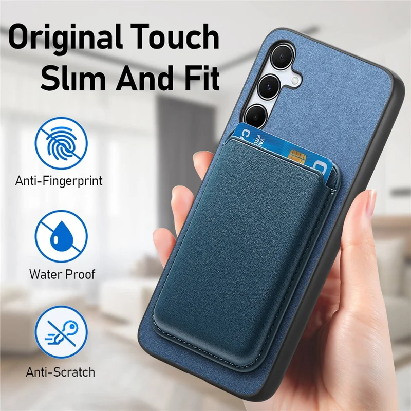 B2 For Samsung Galaxy A35 5G Case Detachable Card Holder Magnetic Phone Cover - Blue