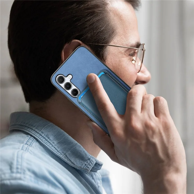 B2 For Samsung Galaxy A35 5G Case Detachable Card Holder Magnetic Phone Cover - Blue