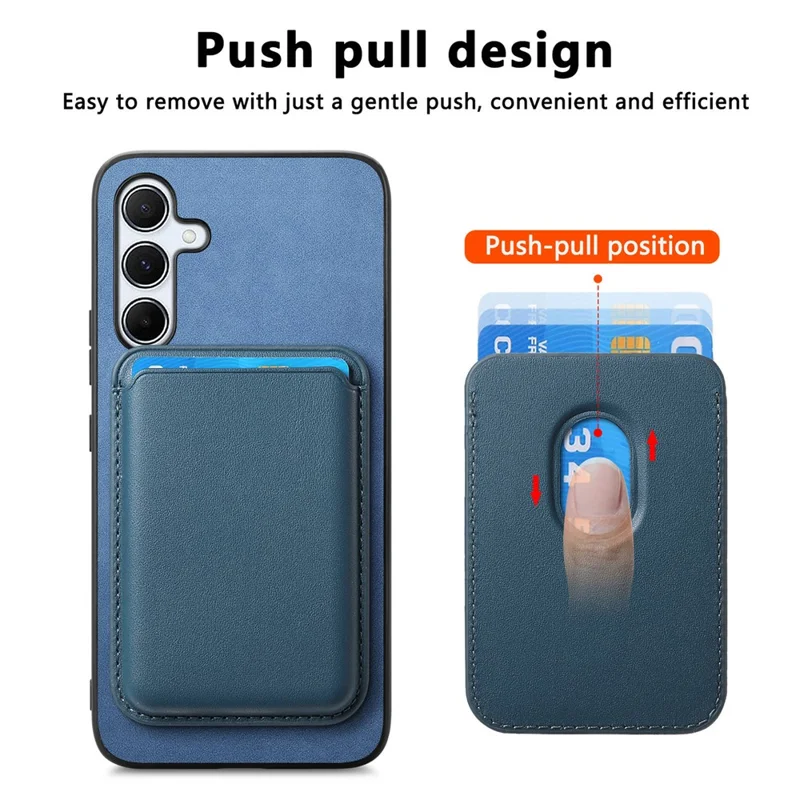 B2 For Samsung Galaxy A35 5G Case Detachable Card Holder Magnetic Phone Cover - Blue