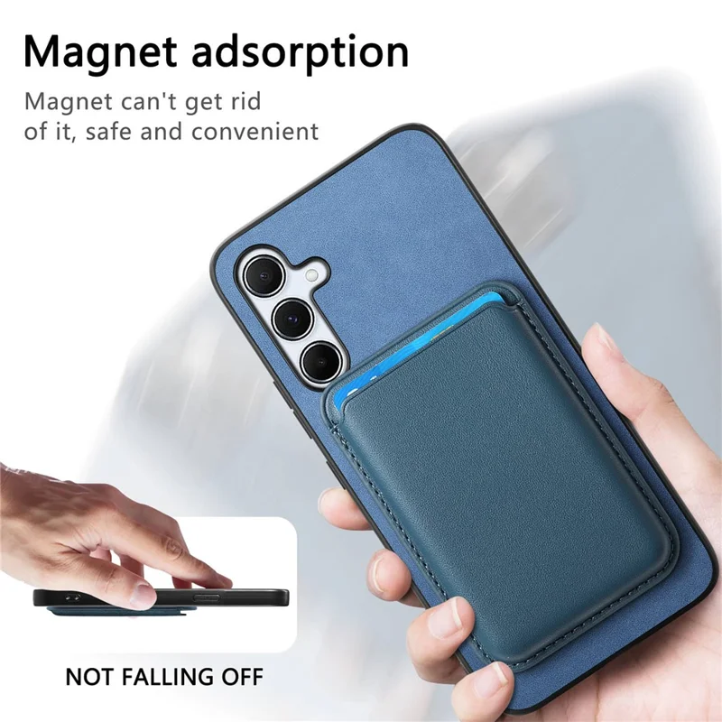 B2 For Samsung Galaxy A35 5G Case Detachable Card Holder Magnetic Phone Cover - Blue