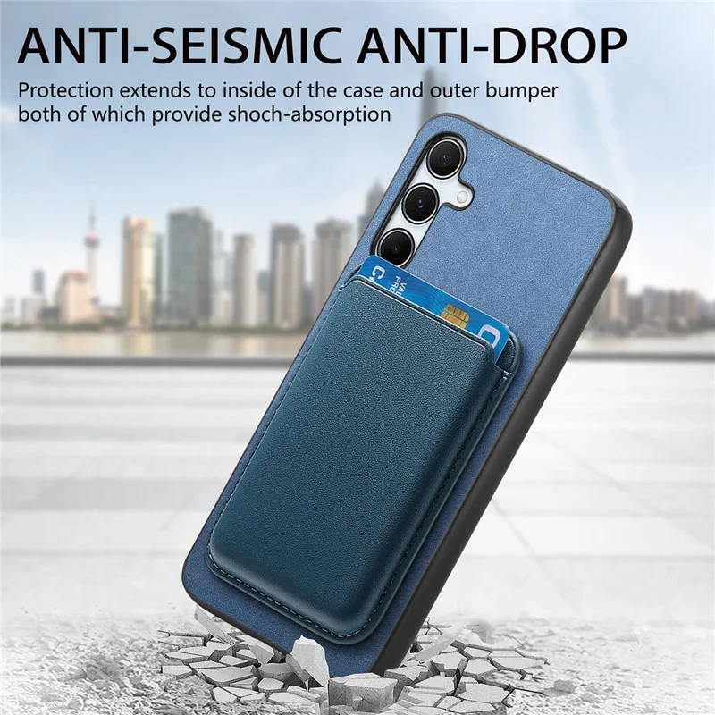 B2 For Samsung Galaxy A35 5G Case Detachable Card Holder Magnetic Phone Cover - Blue