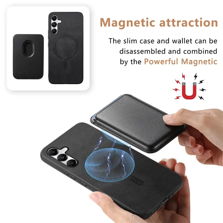 B2 Per Samsung Galaxy A05s 4G Custodia Magnetica per Telefono in Pelle PU e Portacard - Nero