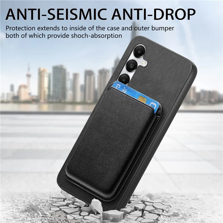 B2 Per Samsung Galaxy A05s 4G Custodia Magnetica per Telefono in Pelle PU e Portacard - Nero