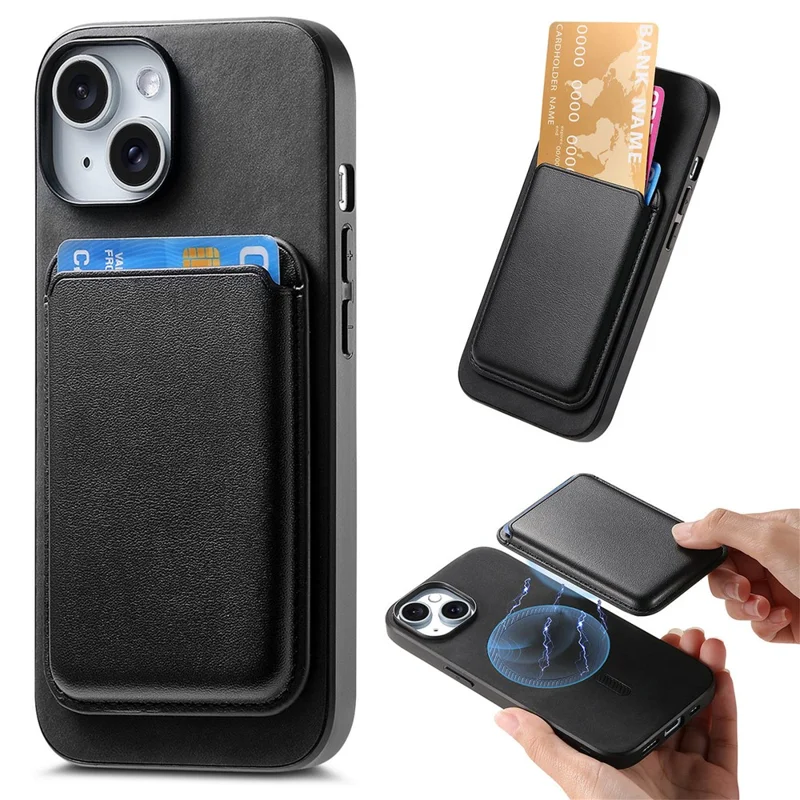 B2 For iPhone 13 Étui Magnétique en Cuir pour Téléphone Couvercle de Téléphone Amovible - Noir