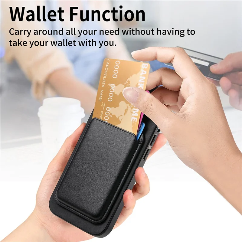 B2 For iPhone 13 Étui Magnétique en Cuir pour Téléphone Couvercle de Téléphone Amovible - Noir