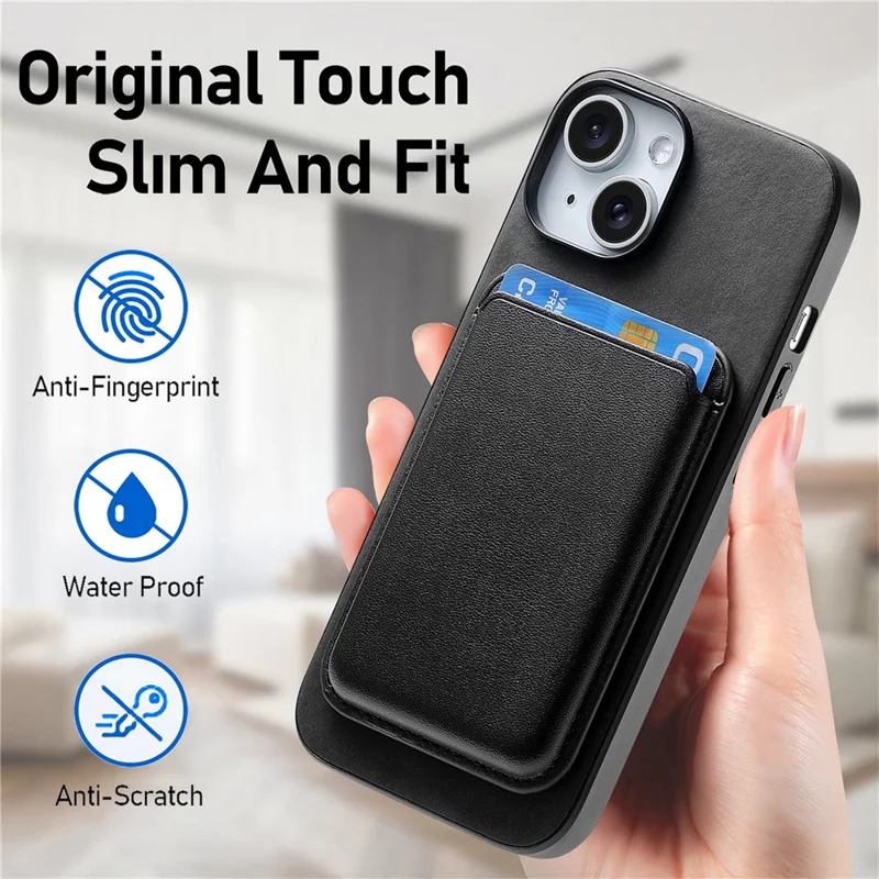 B2 For iPhone 13 Étui Magnétique en Cuir pour Téléphone Couvercle de Téléphone Amovible - Noir
