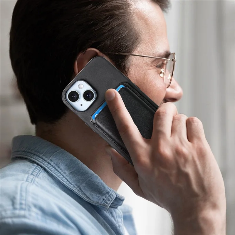 B2 For iPhone 13 Étui Magnétique en Cuir pour Téléphone Couvercle de Téléphone Amovible - Noir