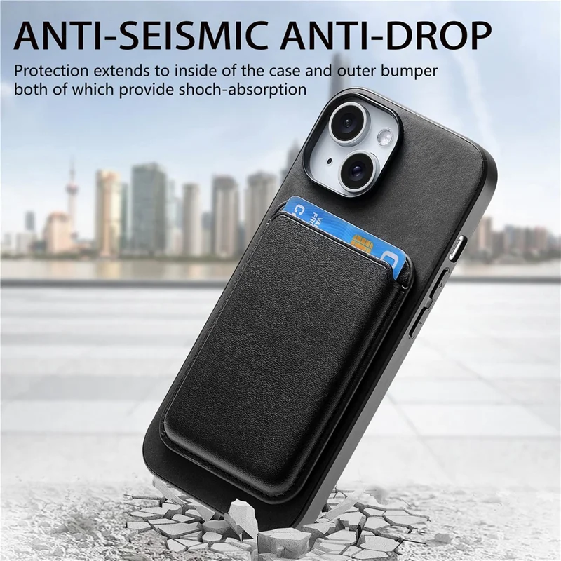 B2 For iPhone 13 Étui Magnétique en Cuir pour Téléphone Couvercle de Téléphone Amovible - Noir