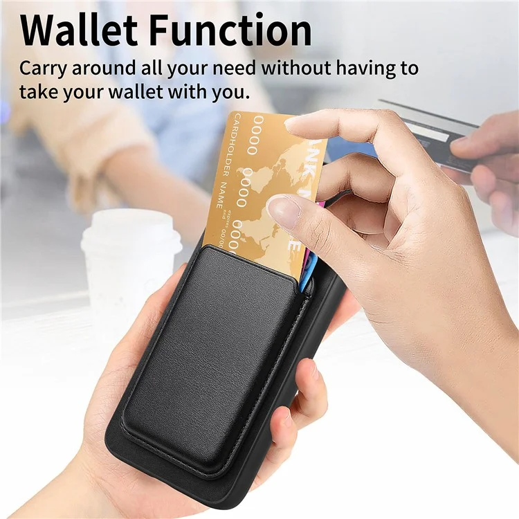 B2 For Google Pixel 7a Magnetic Case Detachable Card Holder Leather+TPU Phone Cover - Black