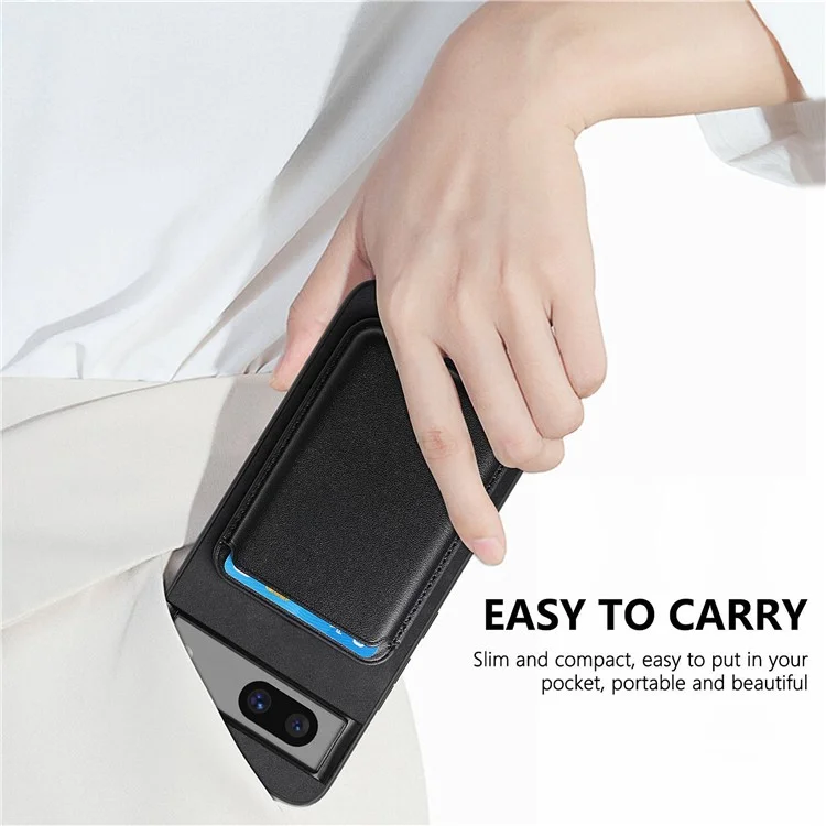 B2 For Google Pixel 7a Magnetic Case Detachable Card Holder Leather+TPU Phone Cover - Black