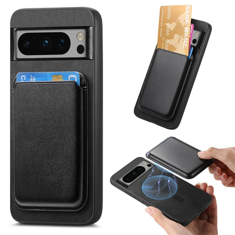 B2 Per Google Pixel 8 Pro Custodia Portacard Borsa Copertina Magnetica del Telefono Staccabile 2-in-1 - Nero