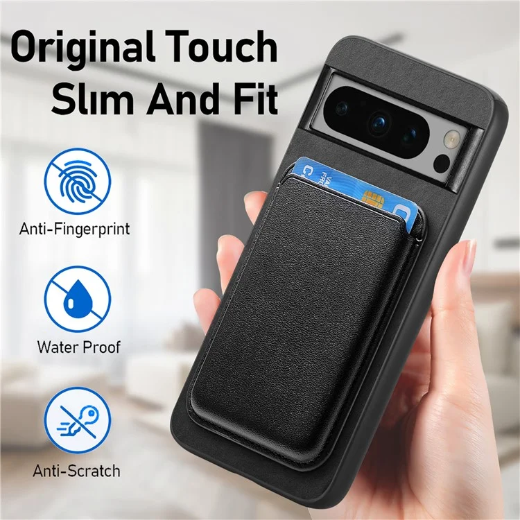 B2 Per Google Pixel 8 Pro Custodia Portacard Borsa Copertina Magnetica del Telefono Staccabile 2-in-1 - Nero
