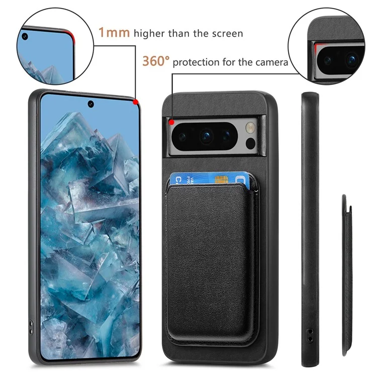 B2 Per Google Pixel 8 Pro Custodia Portacard Borsa Copertina Magnetica del Telefono Staccabile 2-in-1 - Nero