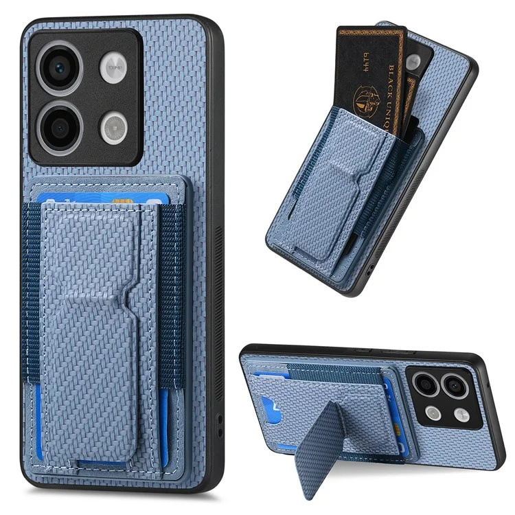C1-13 para Xiaomi Poco X6 5G / Redmi Note 13 Pro 5G Funda con Soporte para Tarjetas, Tapa Trasera de Piel - Azul
