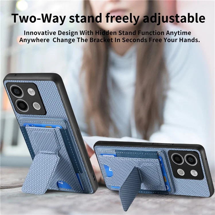 C1-13 para Xiaomi Poco X6 5G / Redmi Note 13 Pro 5G Funda con Soporte para Tarjetas, Tapa Trasera de Piel - Azul