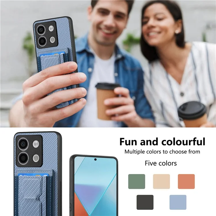C1-13 para Xiaomi Poco X6 5G / Redmi Note 13 Pro 5G Funda con Soporte para Tarjetas, Tapa Trasera de Piel - Azul
