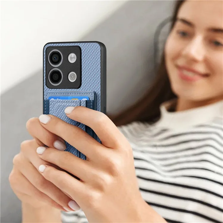C1-13 para Xiaomi Poco X6 5G / Redmi Note 13 Pro 5G Funda con Soporte para Tarjetas, Tapa Trasera de Piel - Azul
