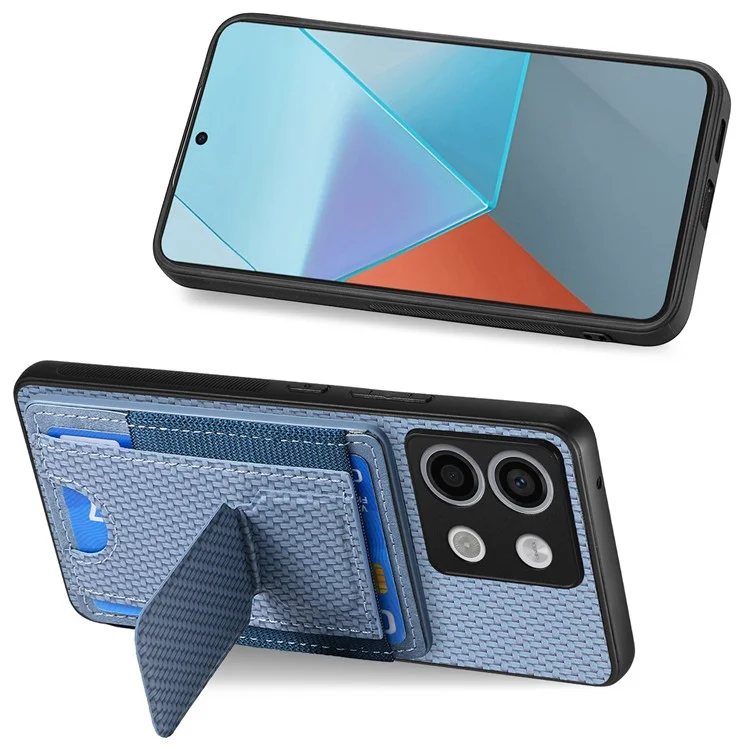C1-13 para Xiaomi Poco X6 5G / Redmi Note 13 Pro 5G Funda con Soporte para Tarjetas, Tapa Trasera de Piel - Azul