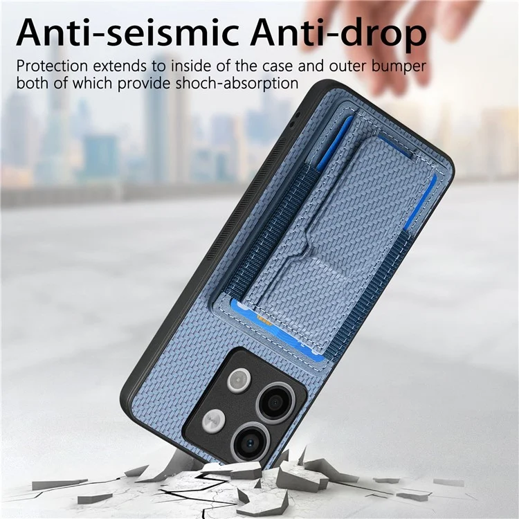 C1-13 para Xiaomi Poco X6 5G / Redmi Note 13 Pro 5G Funda con Soporte para Tarjetas, Tapa Trasera de Piel - Azul