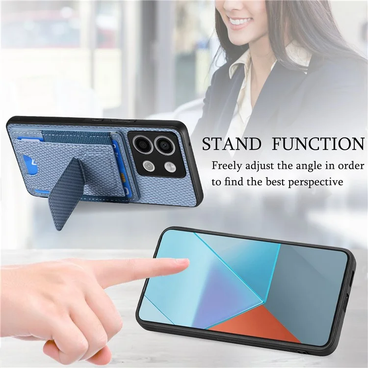 C1-13 para Xiaomi Poco X6 5G / Redmi Note 13 Pro 5G Funda con Soporte para Tarjetas, Tapa Trasera de Piel - Azul