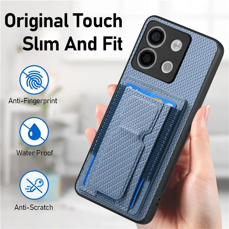 C1-13 para Xiaomi Poco X6 5G / Redmi Note 13 Pro 5G Funda con Soporte para Tarjetas, Tapa Trasera de Piel - Azul