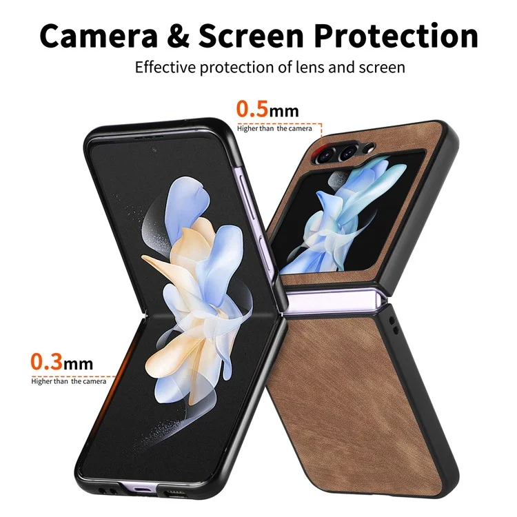 Pour Samsung Galaxy Z Flip6 5G Étui Vintage Cuir+PC Ajustement Slim Housse de Téléphone - Marron