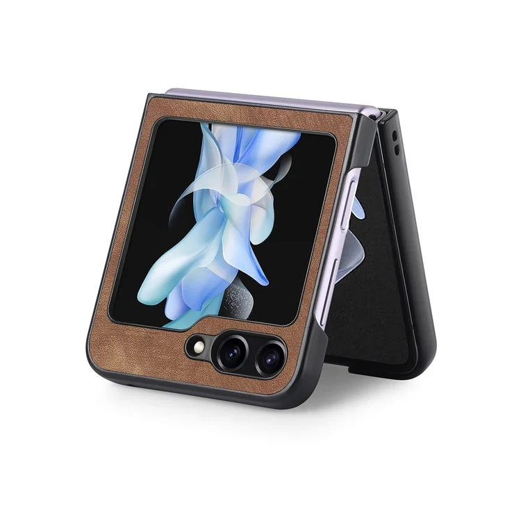 Pour Samsung Galaxy Z Flip6 5G Étui Vintage Cuir+PC Ajustement Slim Housse de Téléphone - Marron