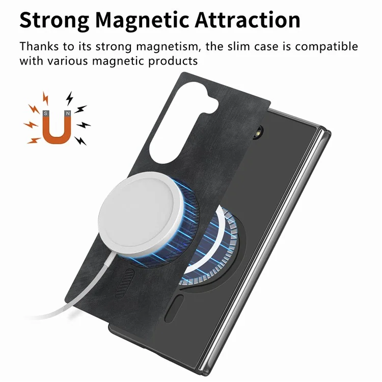 Per Samsung Galaxy Z Fold6 5G Custodia Magnetica Smontabile Copertura Telefono PU+TPU - Nero