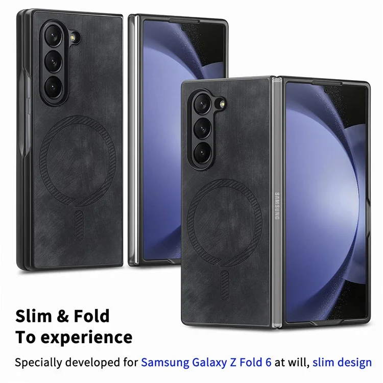 Per Samsung Galaxy Z Fold6 5G Custodia Magnetica Smontabile Copertura Telefono PU+TPU - Nero