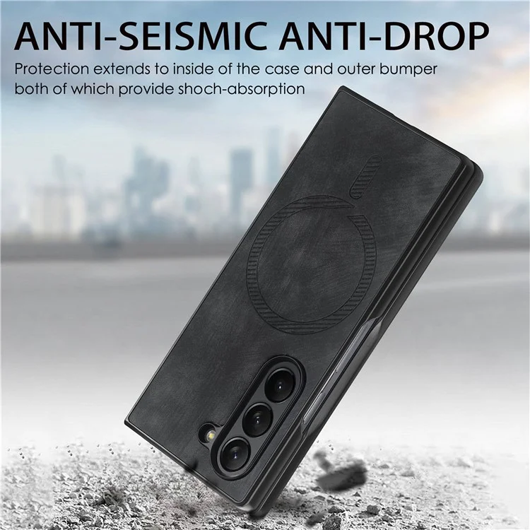 Per Samsung Galaxy Z Fold6 5G Custodia Magnetica Smontabile Copertura Telefono PU+TPU - Nero
