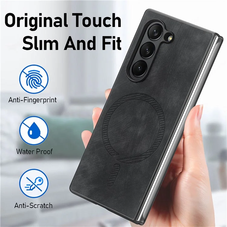 Per Samsung Galaxy Z Fold6 5G Custodia Magnetica Smontabile Copertura Telefono PU+TPU - Nero