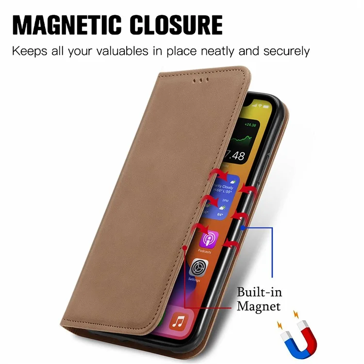 For Honor 200 Lite Case Skin-Touch PU Leather Folio Flip Phone Cover with Card Slots - Brown