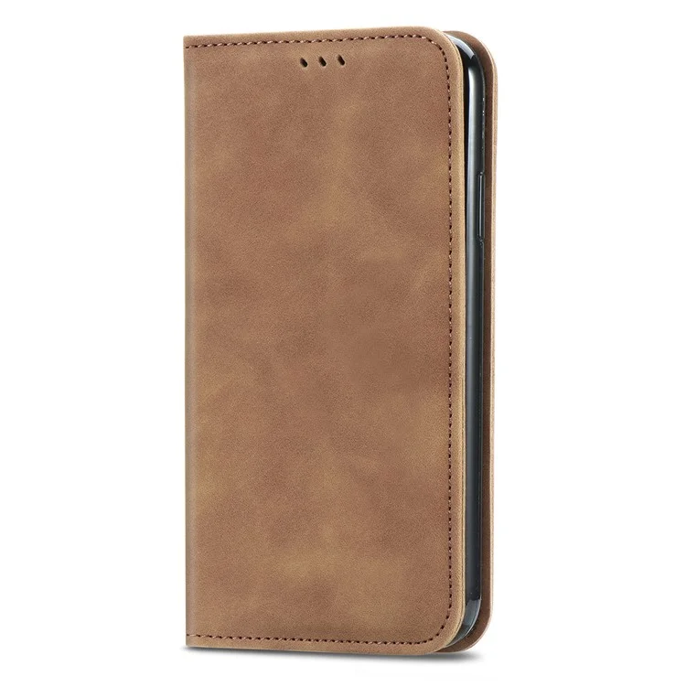 For Honor 200 Lite Case Skin-Touch PU Leather Folio Flip Phone Cover with Card Slots - Brown
