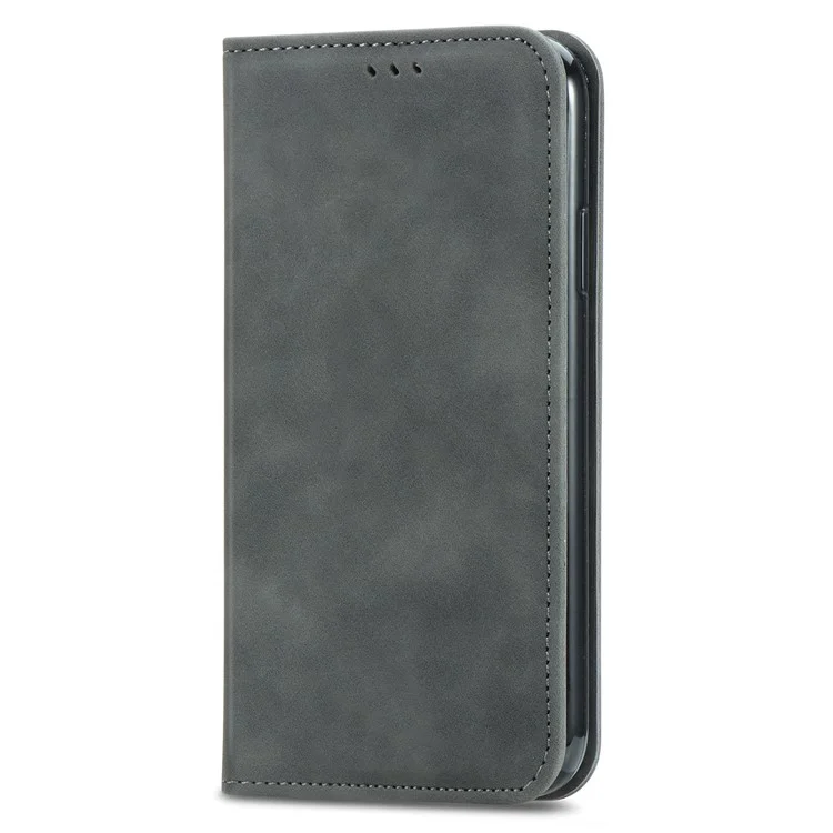 For Motorola Edge 50 Pro 5G Phone Case Skin-Touch Card Slots PU Leather Folio Flip Cover - Grey
